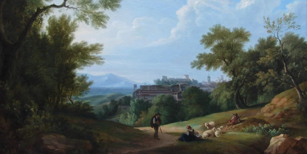 Pietro Ronzoni - Veduta di Bergamo Alta vista da Valverde